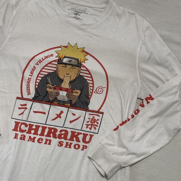 Naruto T Shirt Mens XL Ichiraku Ramen Shop Anime White Long Sleeve - Picture 3 of 4